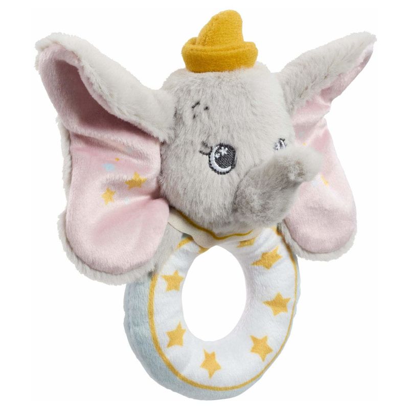 Мека бебешка ринг дрънкалка Dumbo Disney – Вълшебни първи звуци и нежни пастелни открития