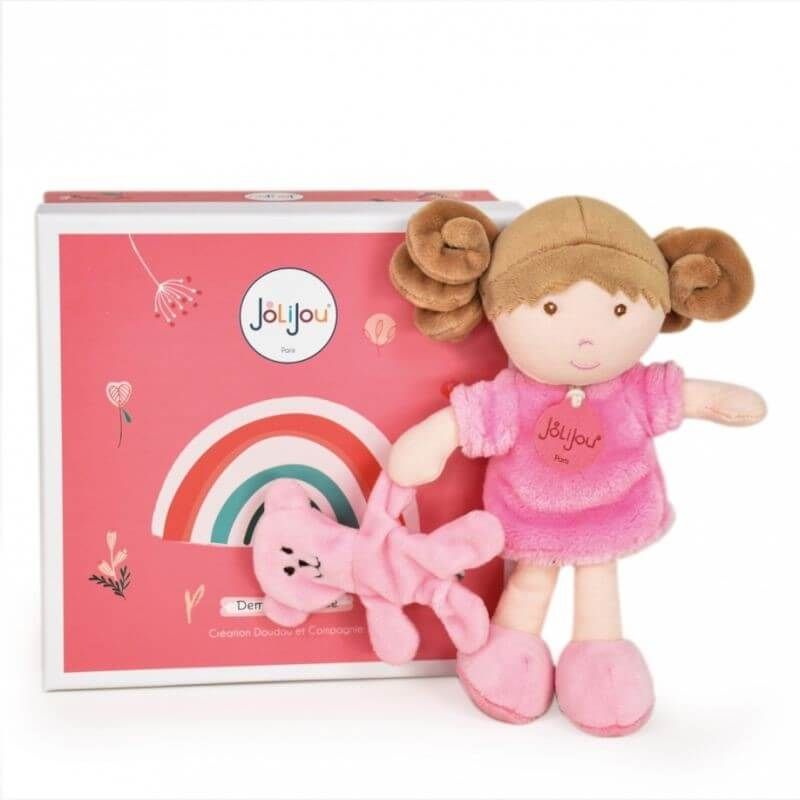 Луксозна бебешка плюшена кукла в подаръчна кутия Doudou Rose – Премиум първа кукла за гушкане със сладко мече (21 см)