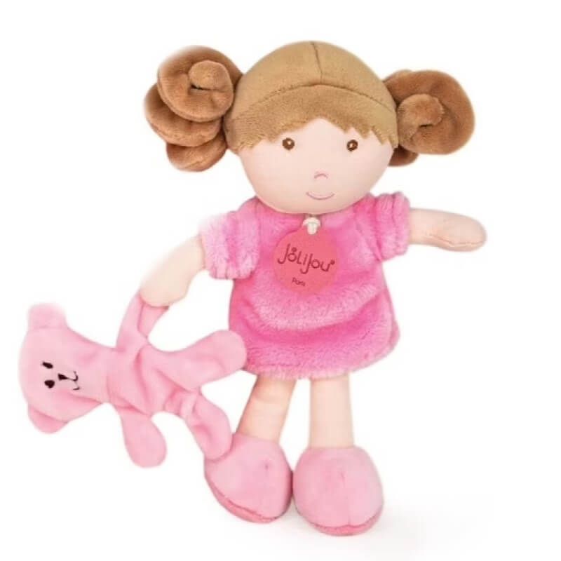 Луксозна бебешка плюшена кукла в подаръчна кутия Doudou Rose – Премиум първа кукла за гушкане със сладко мече (21 см)