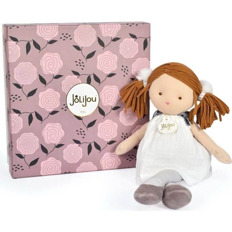 Луксозна бебешка плюшена кукла в подаръчна кутия Doudou Nina – Премиум първа кукла от памучен муселин (30 см)