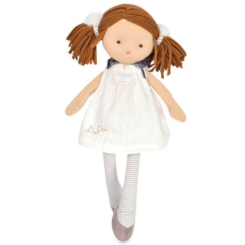 Луксозна бебешка плюшена кукла в подаръчна кутия Doudou Nina – Премиум първа кукла от памучен муселин (30 см)