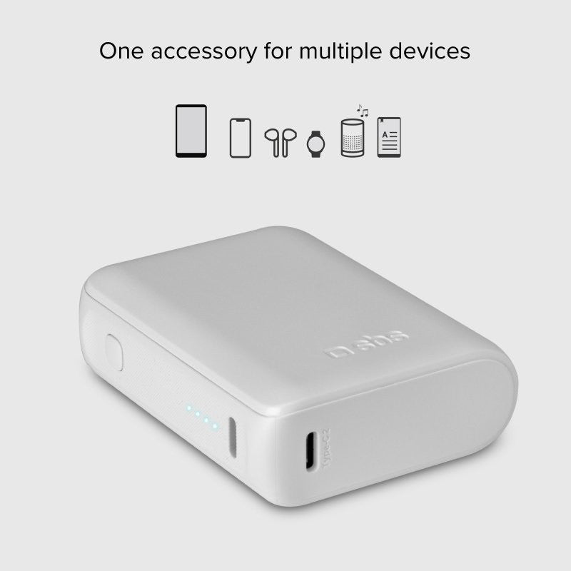 POWER BANK 10 000mAh,2xUSB-C,1xUSB A,10W, SBS - БЯЛ