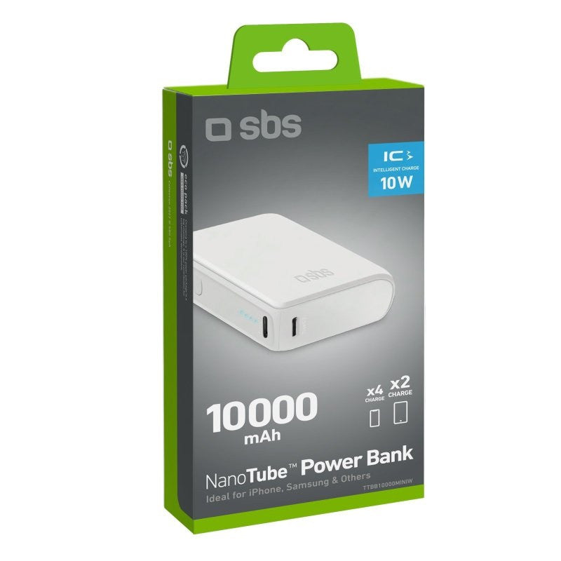 POWER BANK 10 000mAh,2xUSB-C,1xUSB A,10W, SBS - БЯЛ