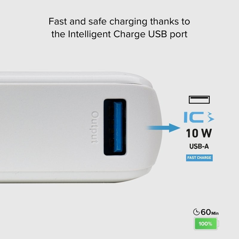 POWER BANK 10 000mAh,2xUSB-C,1xUSB A,10W, SBS - БЯЛ