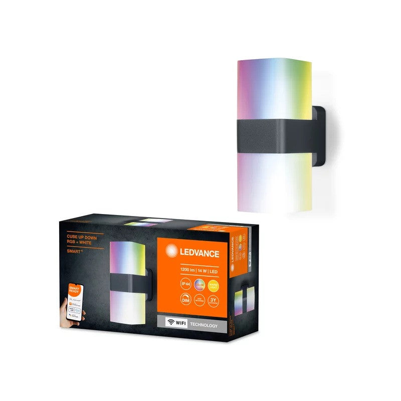 ЛАМПА ЗА ОТКРИТО SMART WIFI CUBE WALL UPDOWN RGBW 900lm DG IP44 SMART LEDVANCE