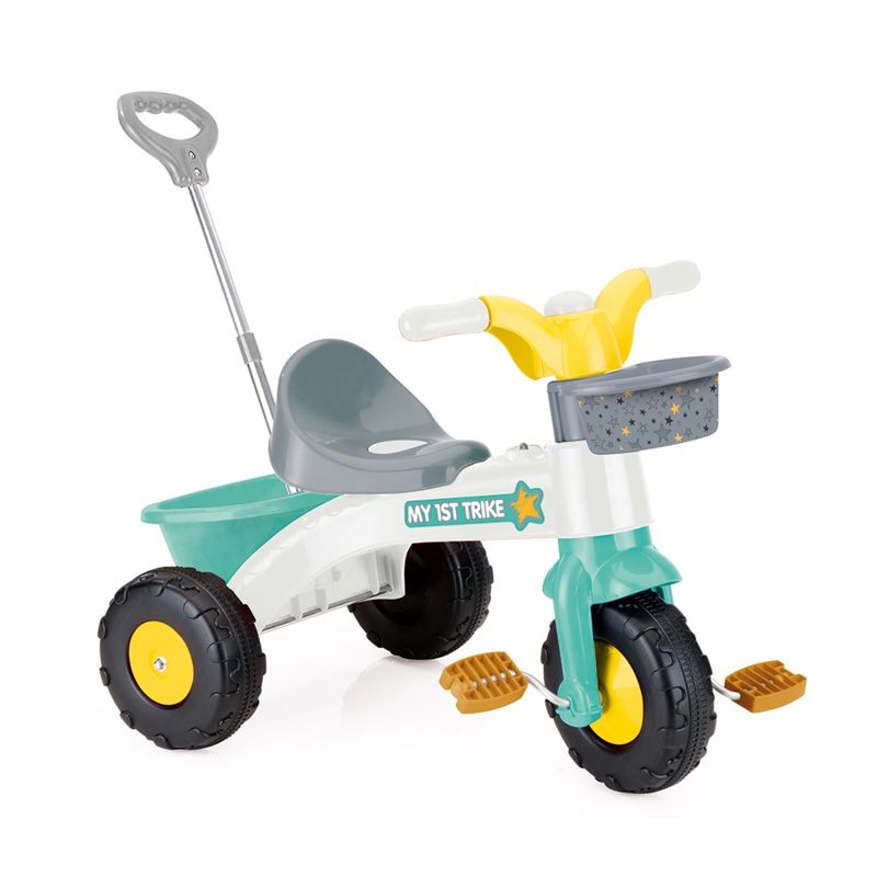 Детска триколка с родителски контрол Dolu Pastel My 1st Trike – Пастелна триколка с педали, багажник и кошничка, за деца (2–5 години)