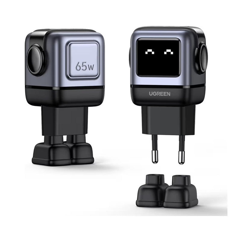CD361 ЗАРЯДНО УСТРОЙСТВО 2xUSB-C,1xUSBA,65W,ROBOT, UGREEN - СИВ