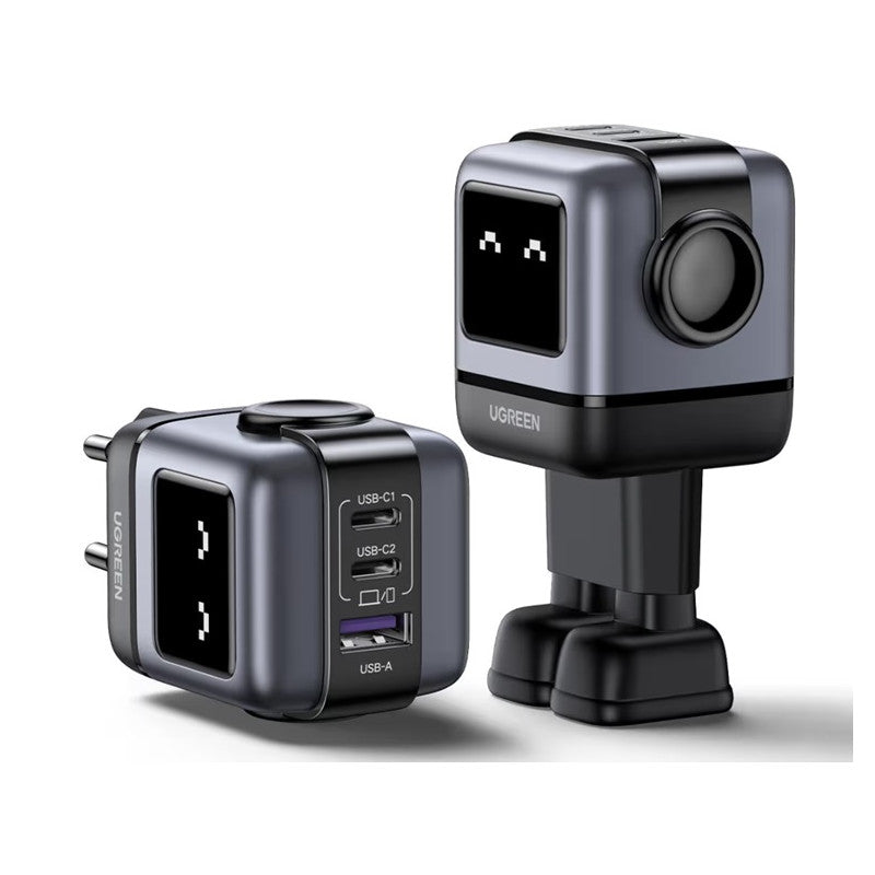 CD361 ЗАРЯДНО УСТРОЙСТВО 2xUSB-C,1xUSBA,65W,ROBOT, UGREEN - СИВ