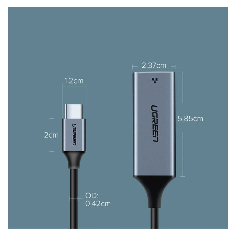 ИНТЕРНЕТ АДАПТЕР USB-C/RJ45 CM199 UGREEN - МЕТАЛ