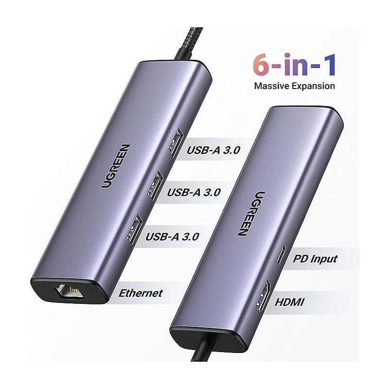 МУЛТИФУНКЦИОНАЛЕН АДАПТЕР 6in1 HDMI/USB A/SD+PD CM51 UGREEN1
