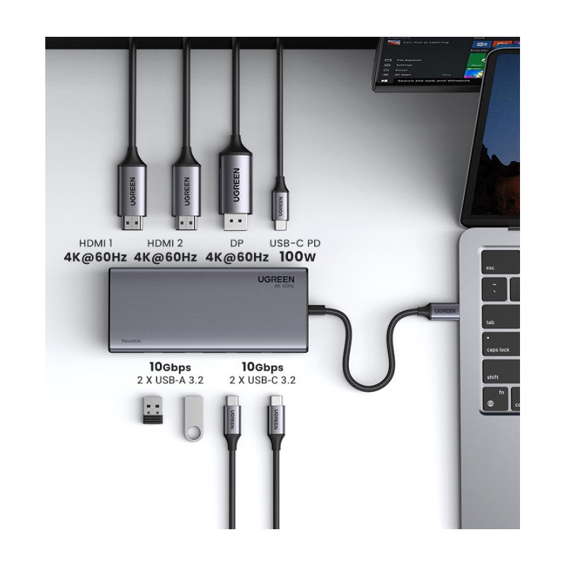 МУЛТИФУНКЦИОНАЛЕН АДАПТЕР 8in1 HDMI/DP/100WPD CM639 UGREEN