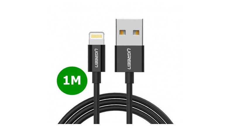 КАБЕЛ USB А/Lightining MFI, 1М UGREEN - ЧЕРЕН