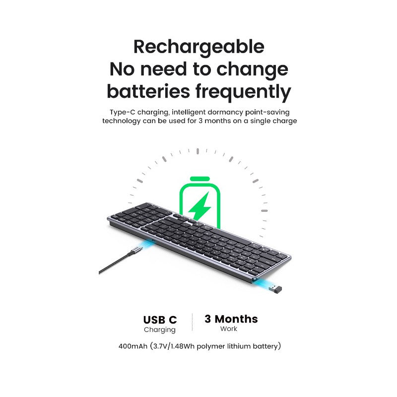 КЛАВИАТУРА БЕЗЖИЧНА KU005 ULTRA SLIM UGREEN