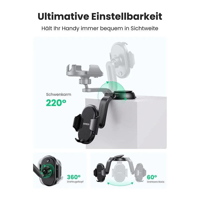 УНИВЕРСАЛНА СТОЙКА ЗА ТЕЛЕФОН ТАБЛО/СТЪКЛО В КОЛА LP405 UGREEN