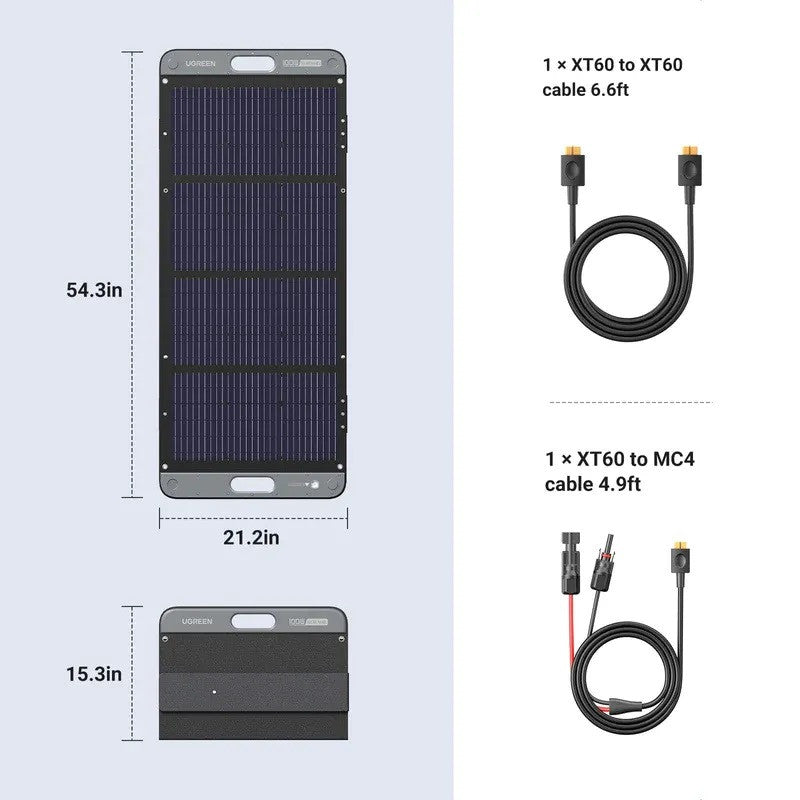 СОЛАРЕН ПАНЕЛ ЗА ЗАРЕЖДАЩИ СТАНЦИИ SC100 SOLAR PANEL 100W, 5.5A UGREEN