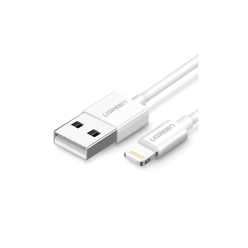 US155 КАБЕЛ USB А / Lightining MFI 2m UGREEN - БЯЛ
