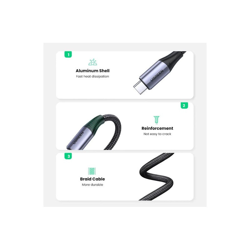 ПЛЕТЕН КАБЕЛ USB-C/USB-C 3.2 Gen2 5А US355 UGREEN