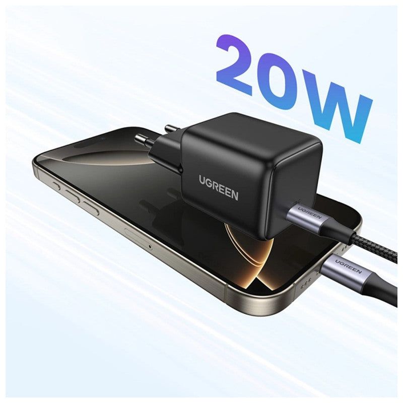 УНИВЕРСАЛНО ЗАРЯДНО X512 1xUSB-C GaN 20W mini UGREEN - ЧЕРЕН