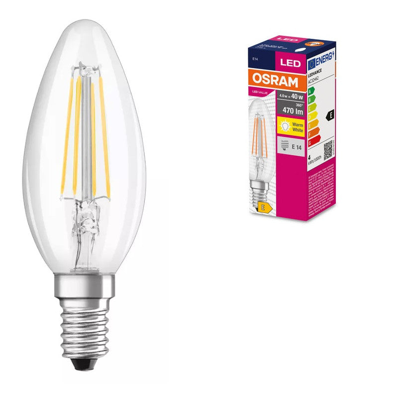 LED ЛАМПА VALUE FILAMENT CLB40 470lm/827 E14 LEDVANCE