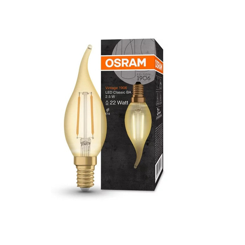 LED ЛАМПА VINTAGE 1906 LED CL BA GOLD22 2,5W/824 E14 LEDVANCE