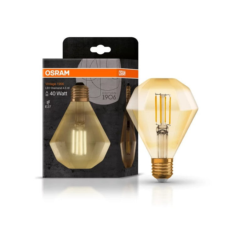 LED ЛАМПА VINTAGE 1906 LED CL DIAMOND FIL GOLD 40/4,5W/825 E LEDVANCE