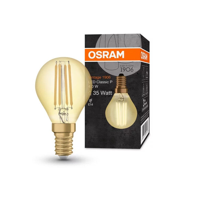 LED ЛАМПА VINTAGE 1906 LED CL P FIL GOLD 35 4W/825 E14 LEDVANCE