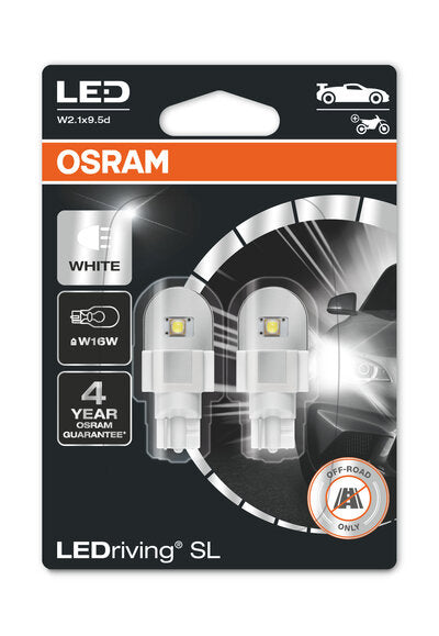 АВТОМОБИЛНА LED ЛАМПА БЯЛ 921DWP-02B2W W16W 6000K 12V W2.1X9.5D OSRAM