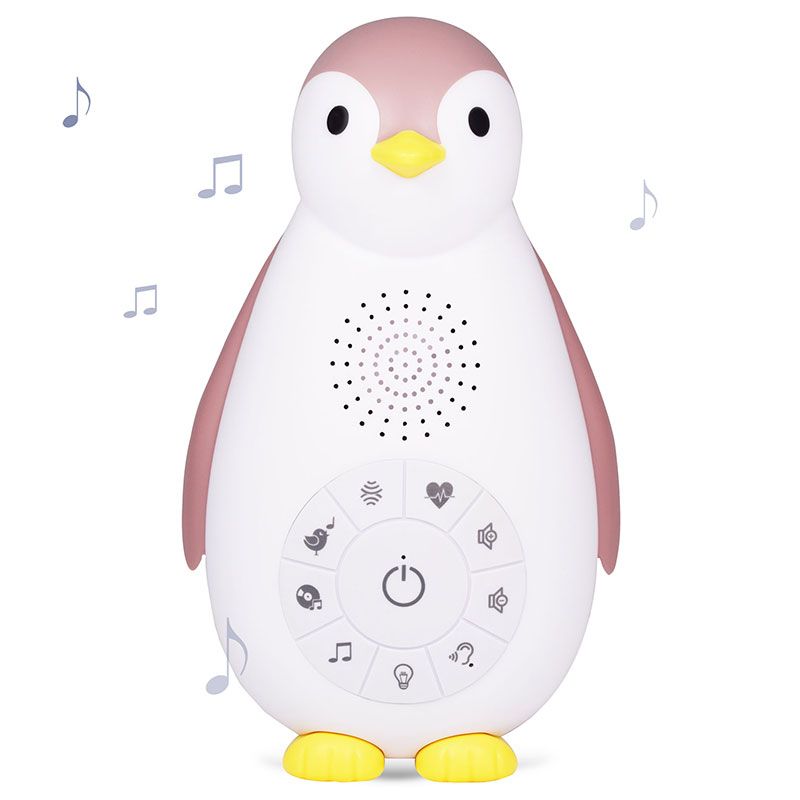 Детски 3-в-1 преносим уред за сън ZAZU Zoe Penguin – Нощна лампа, безжичен говорител и музикална кутия със сензор за плач (0+ месеца)