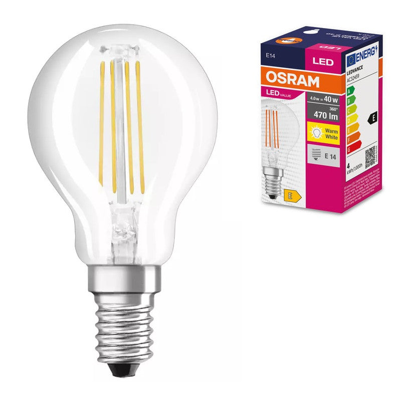 LED ЛАМПА VALUE FILAMENT CLP40 470lm/827 E14 LEDVANCE
