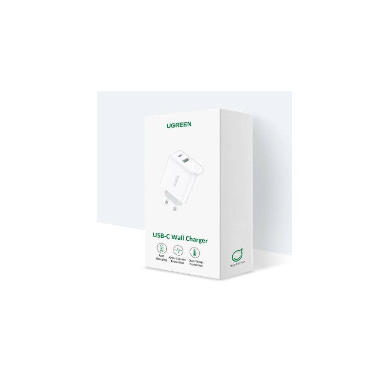 ЗАРЯДНО 220V 1xUSB-C, 1xUSB A, 38W UGREEN - БЯЛ