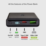 POWER BANK(ВЪНШНА БАТЕРИЯ)10000mAh,1xUSB C,1xUSB A,PD 20W,LCD SBS