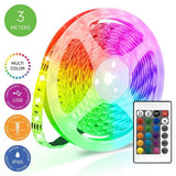 Многоцветна водоустойчива RGB LED лента Zynora 3M – USB захранване, IP65, 90 светодиода, 16 цвята, дистанционно управление и самозалепваща подложка