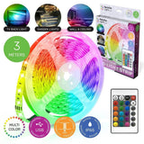 Многоцветна водоустойчива RGB LED лента Zynora 3M – USB захранване, IP65, 90 светодиода, 16 цвята, дистанционно управление и самозалепваща подложка