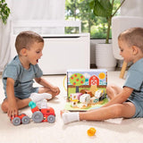 Детски дървен конструктор Melissa &amp; Doug Blockables Ферма – Преносим комплект за сглобяване с конектори, фигурки и аксесоари (54+ части)
