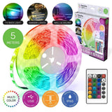 Многоцветна водоустойчива RGB LED лента Zynora 5M – USB захранване, IP65, 150 светодиода, 16 цвята, дистанционно управление и самозалепваща подложка