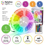 Многоцветна водоустойчива RGB LED лента Zynora 5M – USB захранване, IP65, 150 светодиода, 16 цвята, дистанционно управление и самозалепваща подложка