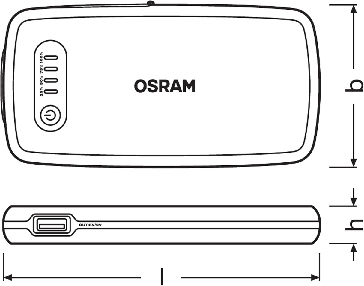 СТАРТИРАЩО ЗАРЯДНО ДЖЪМП СТАРТЕР OBSL200 BATTERY START OSRAM 200, OBSL200, 12V, 6000MAH