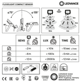 OSRAM - LED Прожектор със сензор COMPAKT, 10W 900lm 3000K IP65, цвят черен