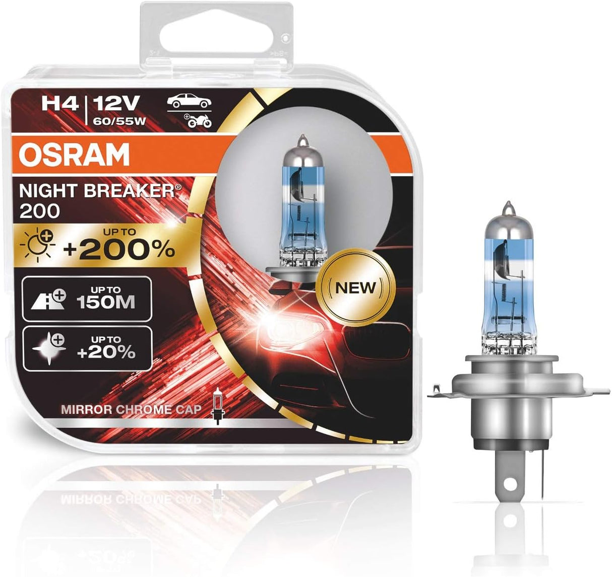Халогенни Крушки Osram H4 NIGHT BREAKER +200% 2 бр