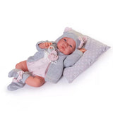 Реалистична кукла бебе Lua (Лили) с меко еко тяло, винилови крайници, биберон и възглавничка (42 см)