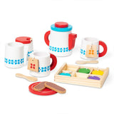Детски дървен сервиз за чай Melissa & Doug – Премиум интерактивен игрален комплект с кутия за чай, аксесоари и карти за поръчки (3+ години)
