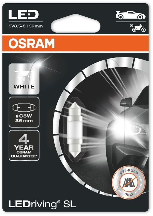 АВТОМОБИЛНА LED ЛАМПА OSRAM 6418DWP-01B 0,6W 12V C5W 36mm 6000K SV8.5-8 OSRAM