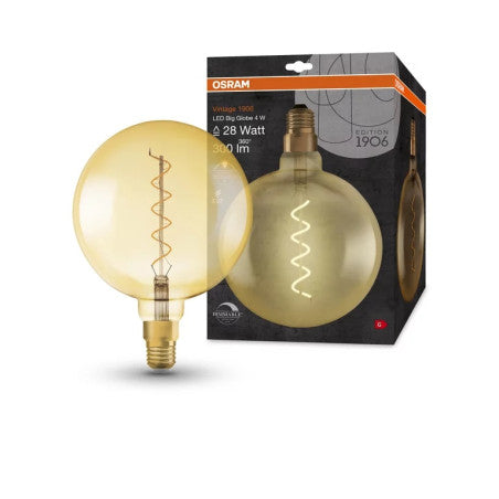 LED КРУШКИ VINTAGE 1906 LED DIM CL GLOBE200 GOLD28 4W/820 E27 LEDVANCE