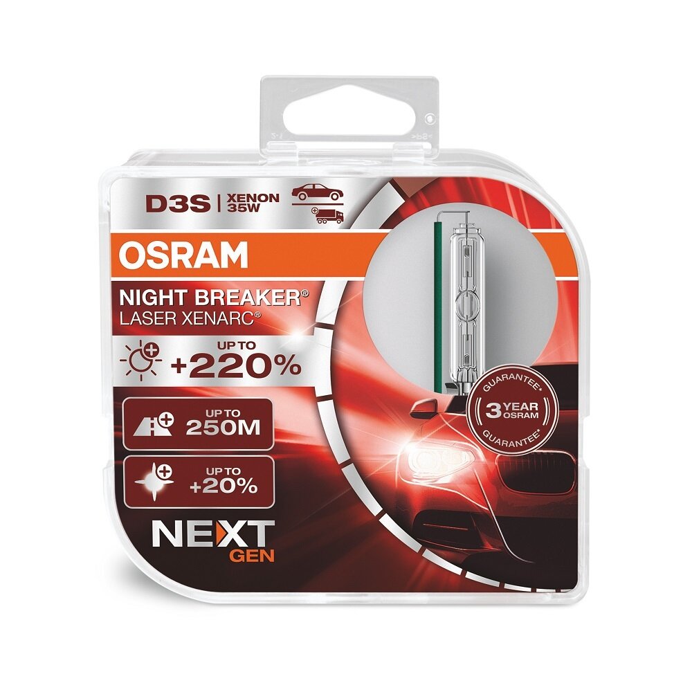 2бр.Ксенонови крушки Osram D3S Night Breaker Laser +220% 35W PK32D-5 DUOBOX