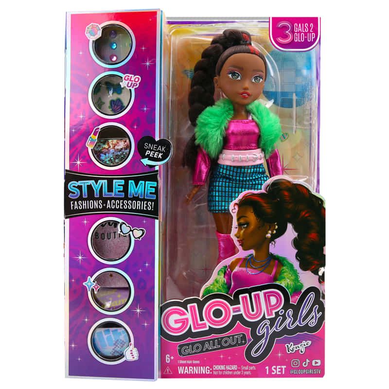 Модна кукла Raya Toys GLO-UP Girls (All Out Kenzie) – Творчески салон с магически грим, кристали и над 15 аксесоара