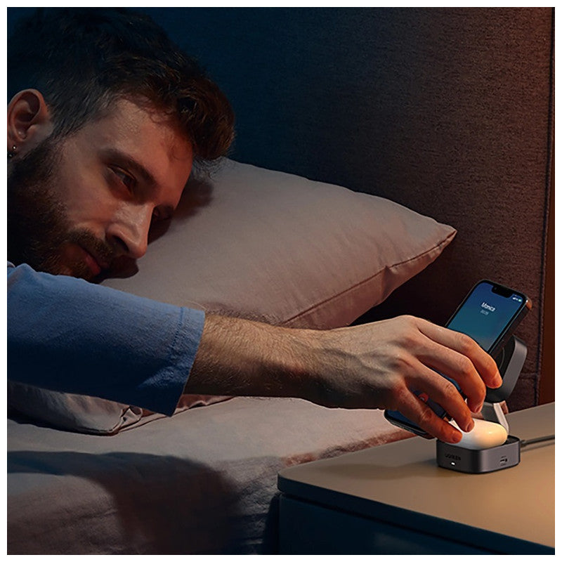 БЕЗЖИЧНО ЗАРЯДНО 3in1,МАГНИТ,15W/iOs W702 UGREEN