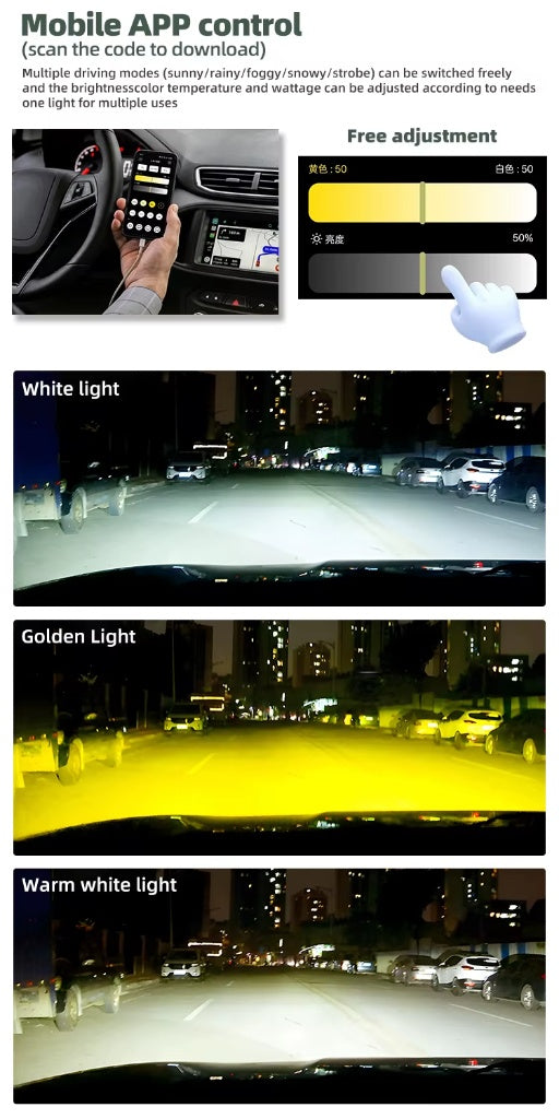 Интелигентни H8\H11 LED Крушки с Bluetooth и промяна на цвета от 3500К-8000К – 160W, CANBUS