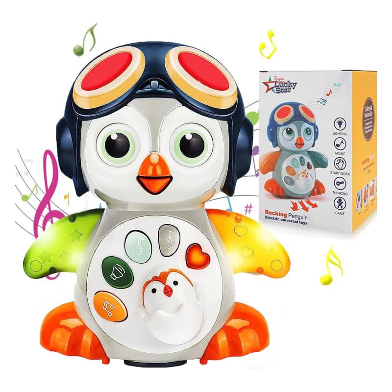 Детски интерактивен танцуващ пингвин Zynora Rocking Penguin – Музикална играчка със светлини, 2 режима на движение и песнички (12+ месеца)