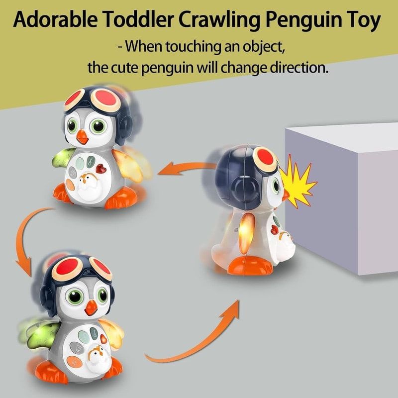 Детски интерактивен танцуващ пингвин Zynora Rocking Penguin – Музикална играчка със светлини, 2 режима на движение и песнички (12+ месеца)
