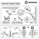 OSRAM - LED Прожектор със сензор COMPAKT, 50W 4500lm 3000K IP65, цвят черен